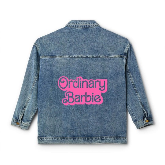 Discover Ordinary Barbie Unisex Classic Women's Denim Jackets Jersey Short Sleeve Classic Women's Denim Jackets in White and Barbie Pink
