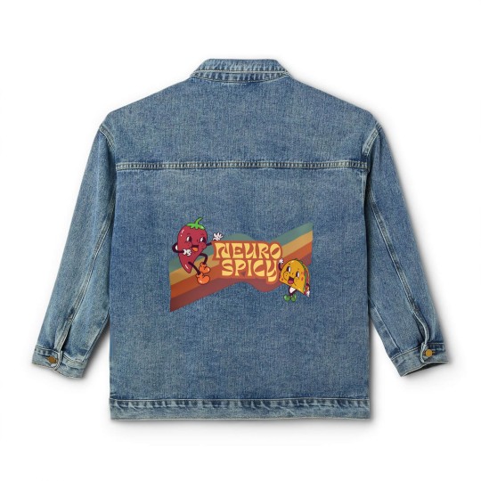 Discover Neuro Spicy Classic Women's Denim Jackets | Handmade Funny ADHD Classic Women's Denim Jackets | Retro-Style Unisex Classic Women's Denim Jackets