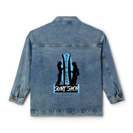 Discover Surfing Beach Baby Surf Shop Surf Board Classic Classic Women's Denim Jackets