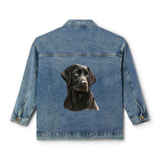 Discover Black Labrador Black Labrador- Black Labrador Head And Shoulders Classic Women's Denim Jackets