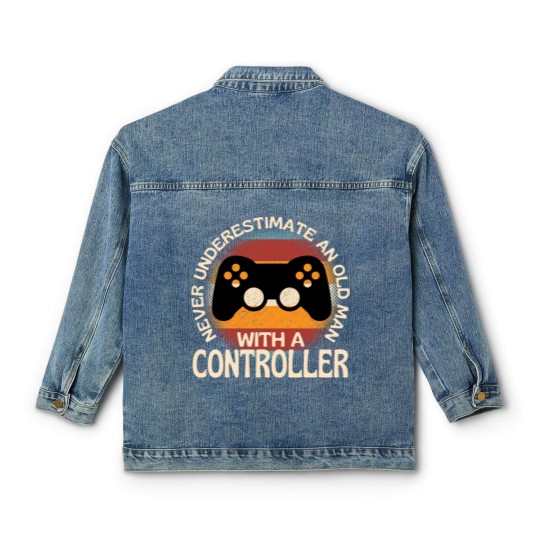 Discover Old Man With A Controller Classic Women's Denim Jackets