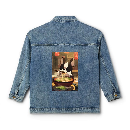 Discover Boston Terrier Eating Ramen Classic Women's Denim Jackets