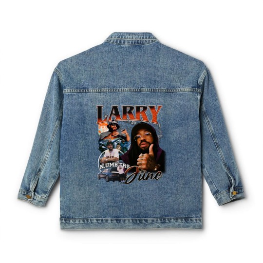 Discover Larry June Unisex Classic Women's Denim Jackets larry june,larry june Classic Women's Denim Jackets,good job larry,orange Classic Women's Denim Jackets