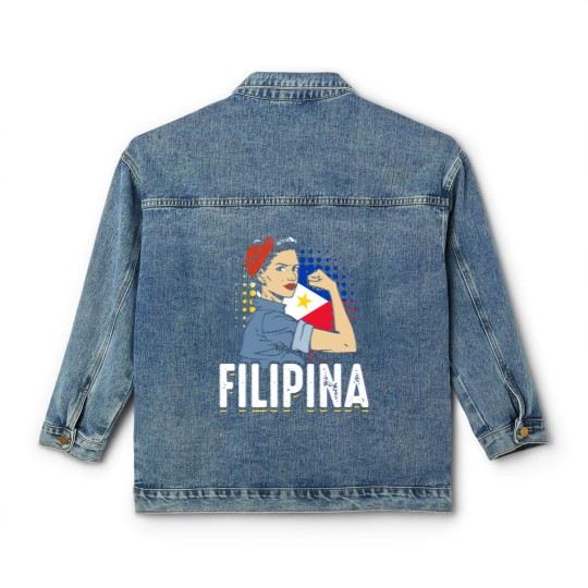 Discover Proud Filipina Woman Girl Philippines Flag Classic Women's Denim Jackets