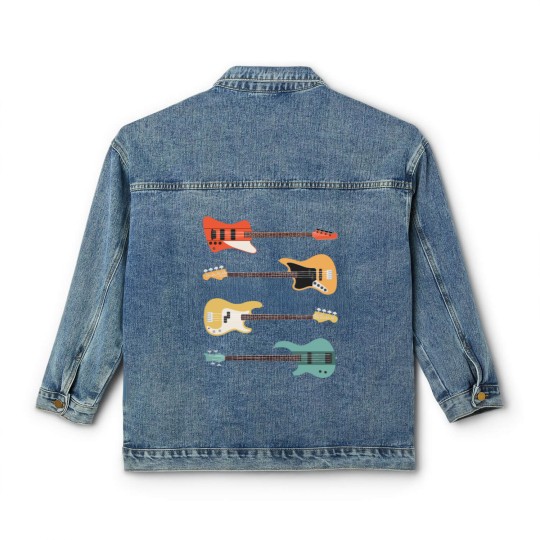 Discover Vintage Bass Guitar - Bassist Rock Music Band Gift Classic Women's Denim Jackets