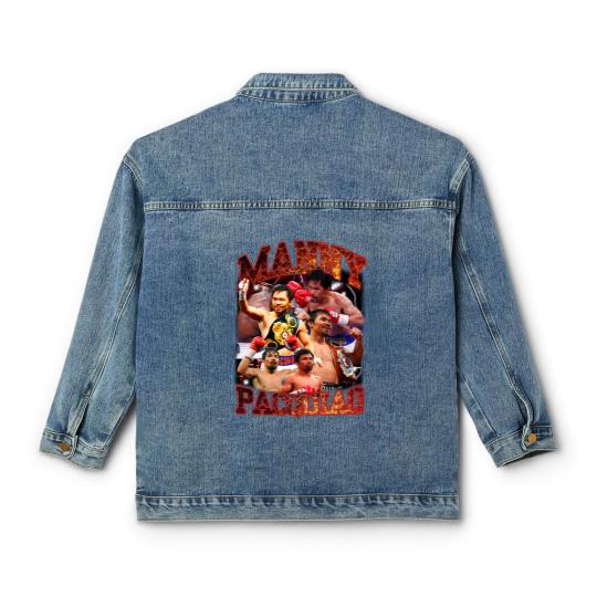 Discover Manny PacMan Pacquiao Streetwear  Snow Wash Classic Women's Denim Jackets