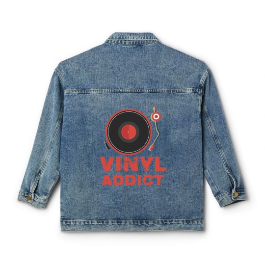 Discover Vinyl Addict Classic Women's Denim Jackets for Vinyl Turntable DJs Classic Women's Denim Jackets