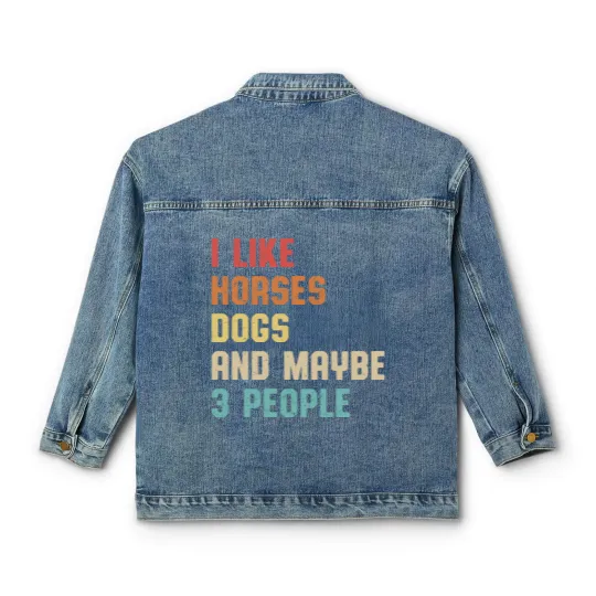 Discover I Like Horses Dogs And Maybe 3 People Classic Women's Denim Jackets, Women Horse Lover Classic Women's Denim Jackets, Horse mom Classic Women's Denim Jackets