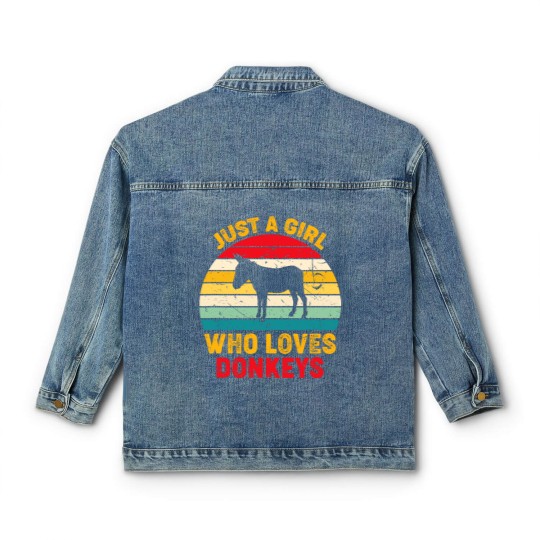 Discover Just A Girl Who Loves Donkeys Retro Sunset Donkey Lovers Classic Women's Denim Jackets