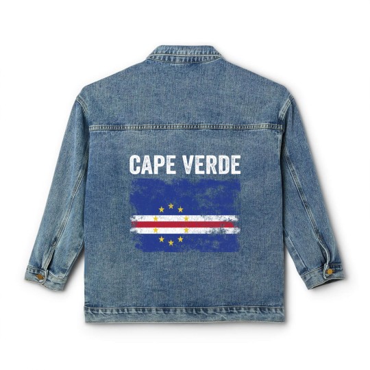 Discover Cape Verde Flag Distressed Classic Women's Denim Jackets
