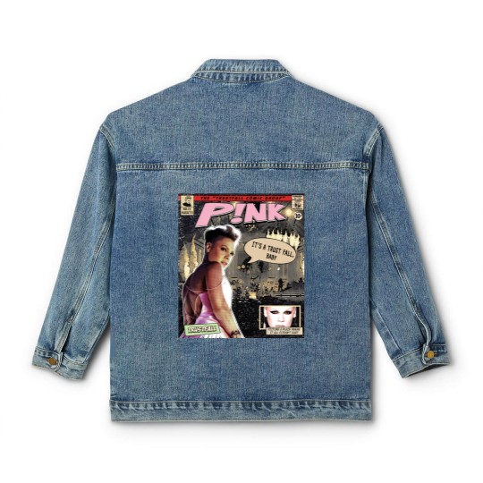 Discover P!nk Comic Classic Women's Denim Jackets, P!nk Trustfall World Tour Album Graphic Classic Women's Denim Jackets
