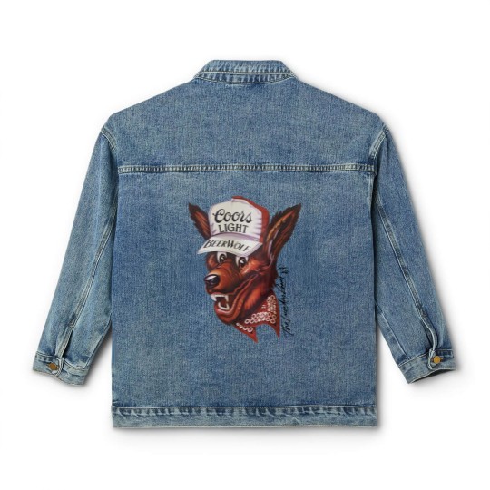 Discover Beer Wolf Oversized Classic Women's Denim Jackets - White