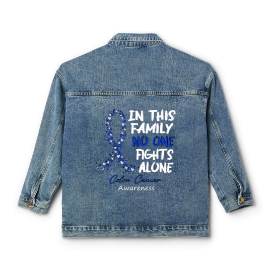 Discover Colon Cancer Awareness In This Family No One Fights Alone - Faith Hope Cure - Colon Cancer Awareness - Classic Women's Denim Jackets