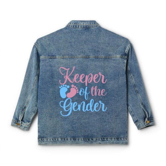 Discover Gender Reveal Classic Women's Denim Jackets, Keeper Of The Gender Classic Women's Denim Jackets, Gender Reveal Ideas, Gender Reveal Party Classic Women's Denim Jackets