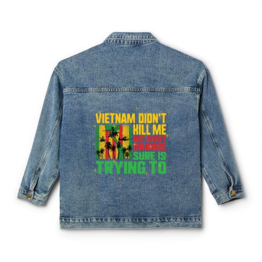 Discover Vietnam Veteran Classic Women's Denim Jackets, Vietnam Didn't Kill Me, Classic Women's Denim Jackets
