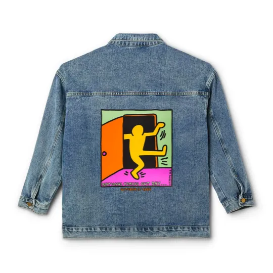 Discover vintage keith haring 1988 Classic Women's Denim Jackets national coming out day