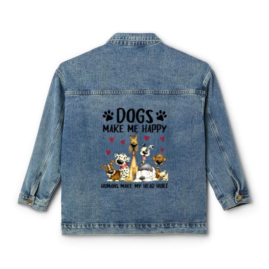 Discover dogs make me happy humans make my head hurt Classic Women's Denim Jackets