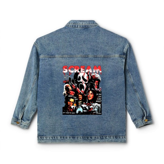 Discover Limited Vintage Scream Movie Classic Women's Denim Jackets, Scream Halloween Classic Women's Denim Jackets, Gift For Woman and Man Unisex Classic Women's Denim Jackets