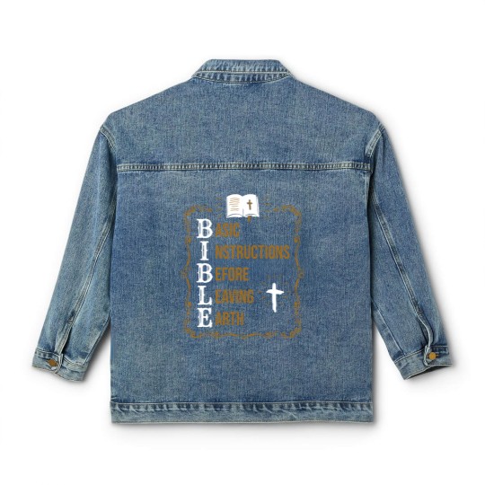 Discover Bible Basic Instructions Before Leaving Earth Christian Classic Women's Denim Jackets