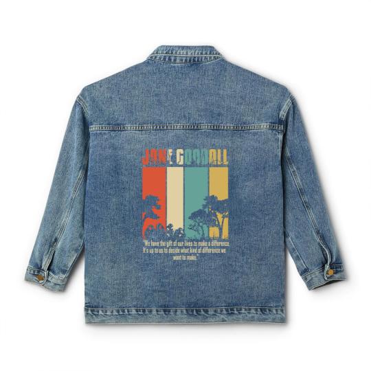 Discover Cotton Navy Jane Goodall Difference Crew Neck Tops Fashion Tees Classic Women's Denim Jackets