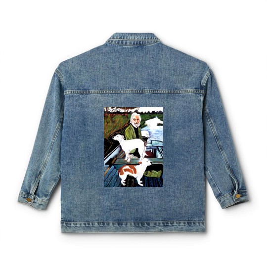 Discover Goodfellas Painting Old Man with Dog Classic Women's Denim Jackets