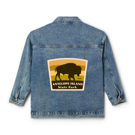 Discover antelope island state park utah bison herd souvenir Classic Women's Denim Jackets