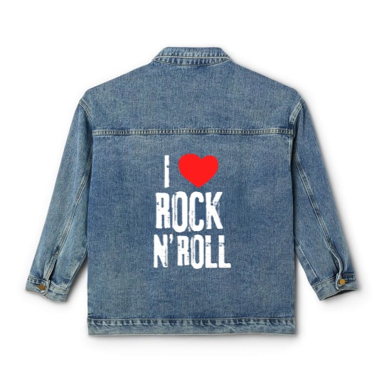 Discover i love rock roll band musician rock concert t Classic Women's Denim Jackets