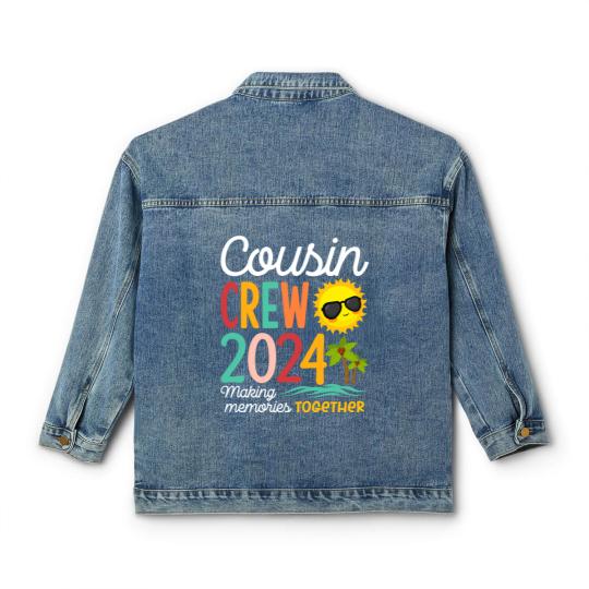 Discover Cousin Crew 2023 Summer Vacation Beach Family Trip Matching Classic Women's Denim Jackets