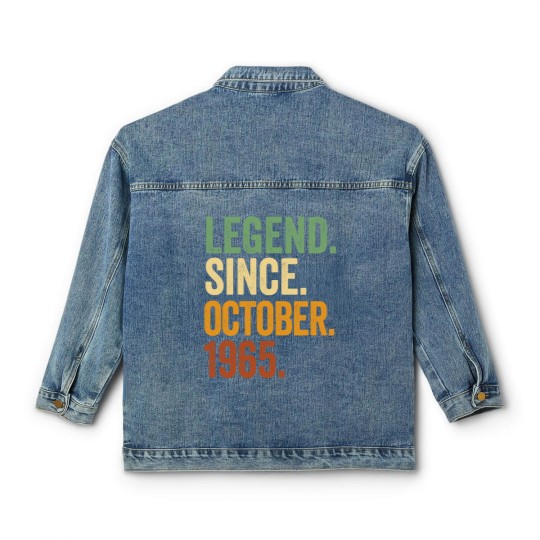 Discover Retro 1965 Birthday October Born Legend Since 1965 Classic Women's Denim Jackets