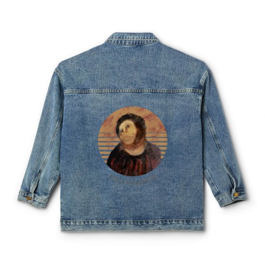 Discover Viva La Restauracion Jesus Fresco Restoration Fail Meme | Active Classic Women's Denim Jackets