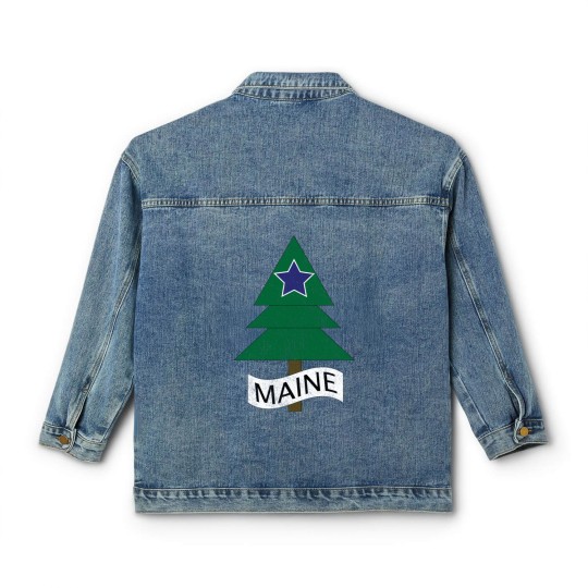 Discover 1901 Maine State Flag Remix Distressed Vintage - Maine - Classic Women's Denim Jackets
