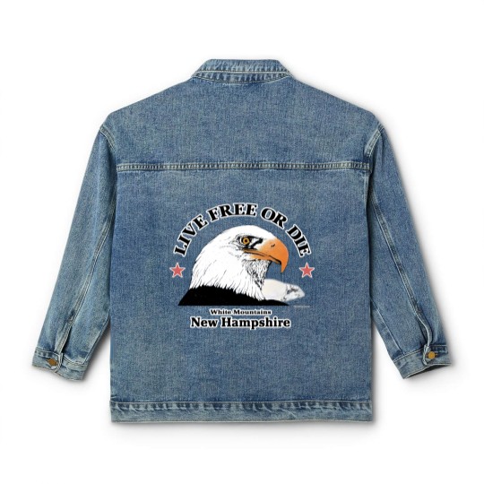 Discover 80s Live Free Or Die New Hampshire White Mountains Eagle 1985 Classic Women's Denim Jackets
