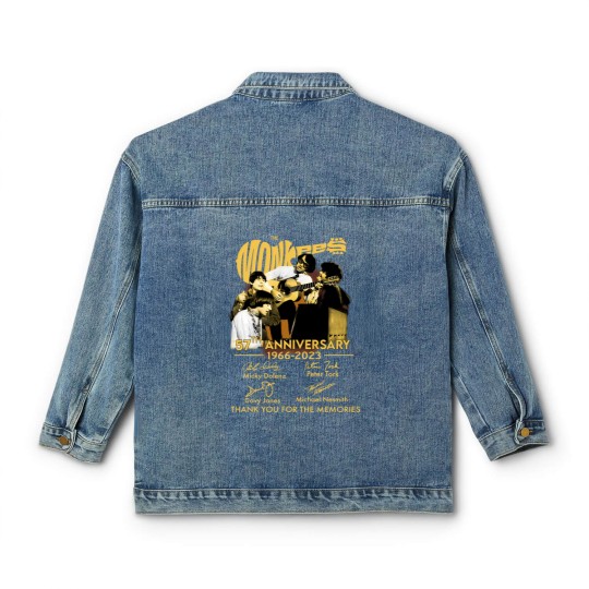 Discover The Monkees 57th Anniversary 1966-2023 Signatures Classic Women's Denim Jackets, The Monkees Classic Women's Denim Jackets Fan Gifts