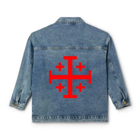 Discover Jerusalem Cross - Red - No Background Classic Women's Denim Jackets