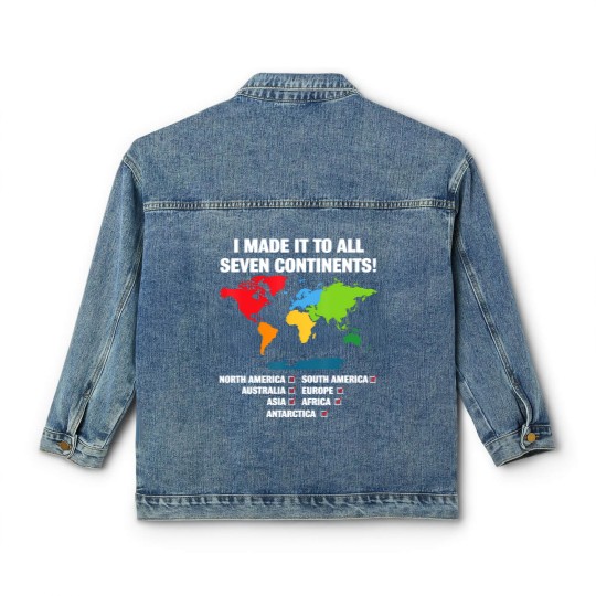 Discover world traveler seven continents 7 continents club white Classic Women's Denim Jackets
