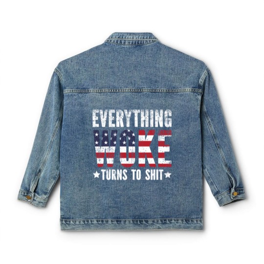 Discover Everything Woke turns to Shit Vintage USA Flag - Everything Woke Turns To Shit - Classic Women's Denim Jackets