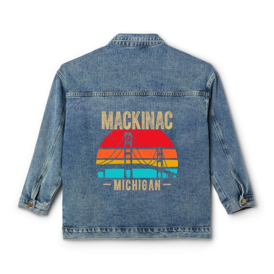 Discover mackinac bridge mackinaw retro vintage michigan souvenir Classic Women's Denim Jackets