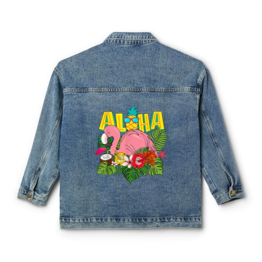 Discover Aloha Hawaii Classic Women's Denim Jackets Hawaiian Flamingo Kids Teen Classic Women's Denim Jackets