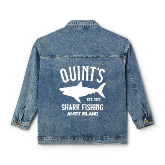 Discover Quint's Shark Fishing - Amity Island 1975 Classic Women's Denim Jackets