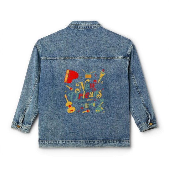 Discover New Orleans Louisiana Music Lovers Classic Women's Denim Jackets Bourbon Street Classic Women's Denim Jackets