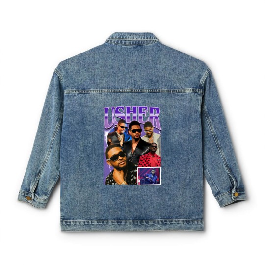 Discover Limted Rapper Usher Classic Women's Denim Jackets, Vintage Usher 90s Classic Women's Denim Jackets, Retro Usher Graphic Classic Women's Denim Jackets