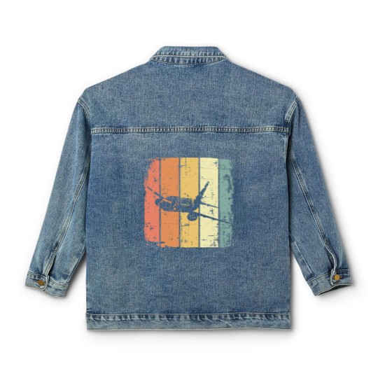 Discover Airplane Vintage Passenger Airplane Classic Women's Denim Jackets