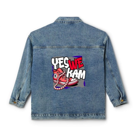 Discover Kamala Harris , Yes We Kam, red white and blue, Classic Women's Denim Jackets
