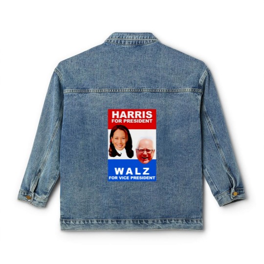 Discover Kamala Harris Tim Walz 2024 Harris Walz President Elections Classic Women's Denim Jackets