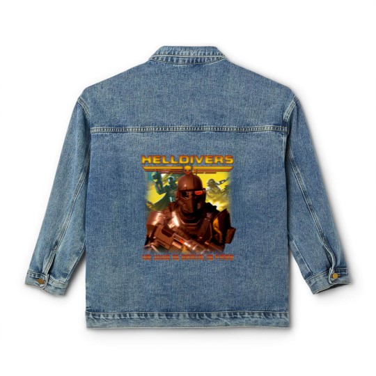 Discover Helldivers Vintage 90s Classic Women's Denim Jackets, Helldivers 2 Classic Women's Denim Jackets, Helldivers Vintage Classic Women's Denim Jackets