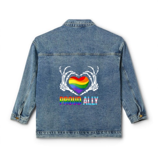 Discover proud ally lgbt transgender flag skeleton heart gay lesbian Classic Women's Denim Jackets
