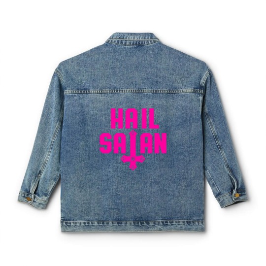 Discover Hail Satan | Hot Pink on Black | Satanic - Hail Satan - Classic Women's Denim Jackets