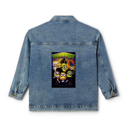 Discover Unisex Halloween Minions Jersey Short Sleeve Classic Women's Denim Jackets