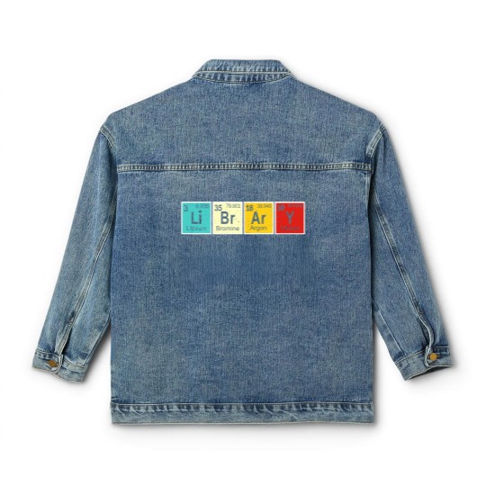 Discover Library Periodic Table Library Reading Book Worms Classic Women's Denim Jackets