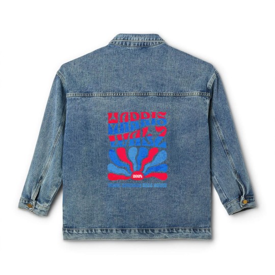 Discover Harris Walz 2024 Vintage Boho Groovy Retro red Blue Kamala Harris 2024 - Harris Walz 2024 - Classic Women's Denim Jackets